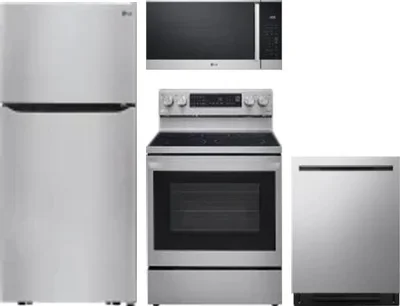 4 Piece Package Includes Refrigerator, Range, Microwave And Dishwasher