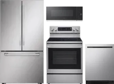 4 Piece Package Includes Refrigerator, Range, Microwave And Dishwasher