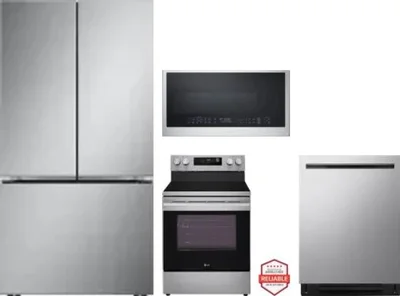 4 Piece Package Includes Refrigerator, Range, Microwave And Dishwasher