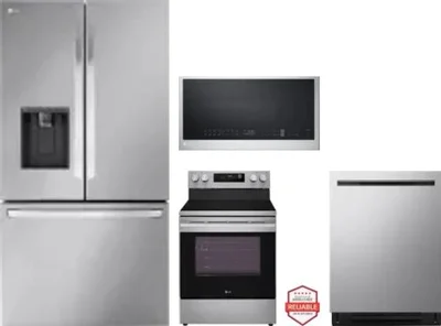 4 Piece Package Includes Refrigerator, Range, Microwave And Dishwasher