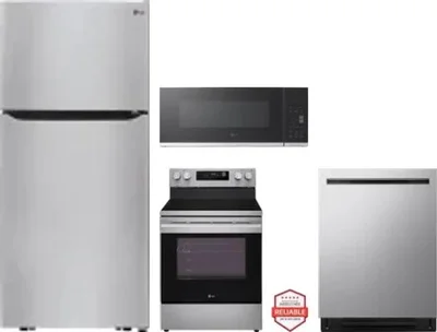 4 Piece Package Includes Refrigerator, Range, Microwave And Dishwasher