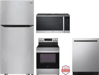4 Piece Package Includes Refrigerator, Range, Microwave And Dishwasher