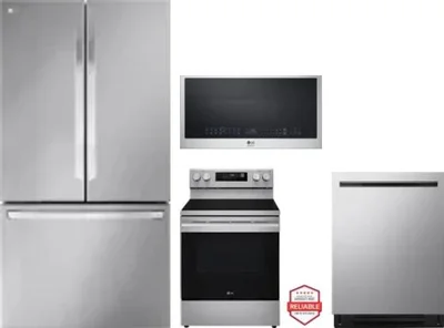 4 Piece Package Includes Refrigerator, Range, Microwave And Dishwasher
