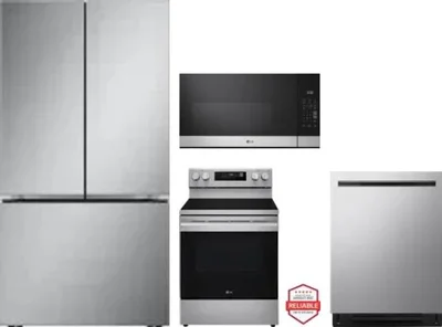 4 Piece Package Includes Refrigerator, Range, Microwave And Dishwasher