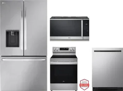 4 Piece Package Includes Refrigerator, Range, Microwave And Dishwasher
