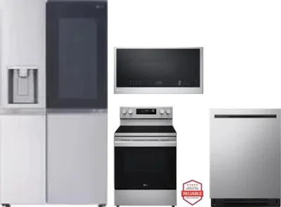 4 Piece Package Includes Refrigerator, Range, Microwave And Dishwasher