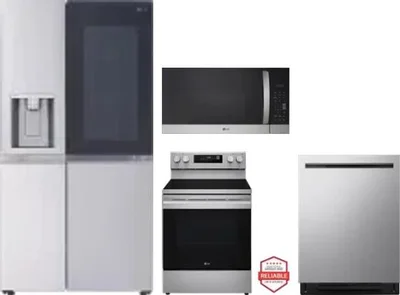 4 Piece Package Includes Refrigerator, Range, Microwave And Dishwasher