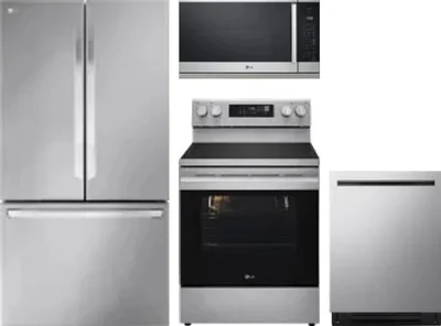 4 Piece Package Includes Refrigerator, Range, Microwave And Dishwasher