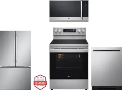 4 Piece Package Includes Refrigerator, Range, Microwave And Dishwasher