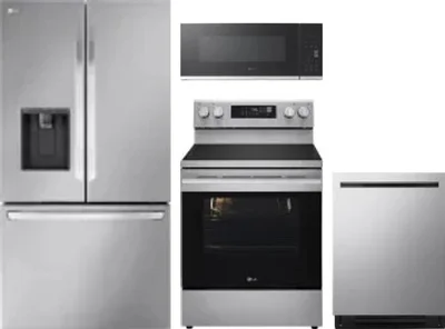 4 Piece Package Includes Refrigerator, Range, Microwave And Dishwasher