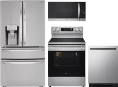 4 Piece Package Includes Refrigerator, Range, Microwave And Dishwasher