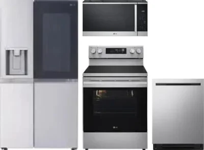 4 Piece Package Includes Refrigerator, Range, Microwave And Dishwasher