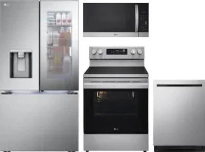 4 Piece Package Includes Refrigerator, Range, Microwave And Dishwasher