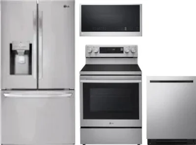 4 Piece Package Includes Refrigerator, Range, Microwave And Dishwasher