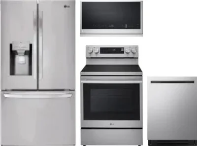 4 Piece Package Includes Refrigerator, Range, Microwave And Dishwasher