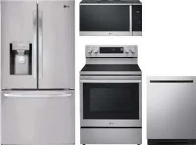 4 Piece Package Includes Refrigerator, Range, Microwave And Dishwasher