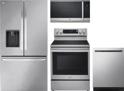 4 Piece Package Includes Refrigerator, Range, Microwave And Dishwasher
