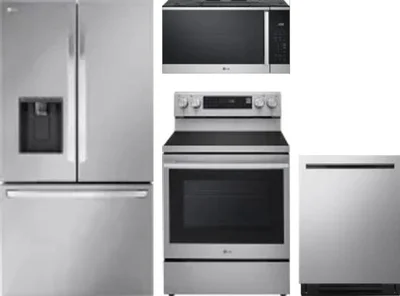 4 Piece Package Includes Refrigerator, Range, Microwave And Dishwasher