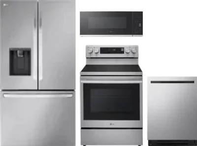 4 Piece Package Includes Refrigerator, Range, Microwave And Dishwasher