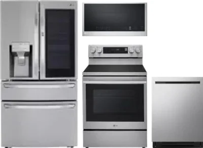 4 Piece Package Includes Refrigerator, Range, Microwave And Dishwasher
