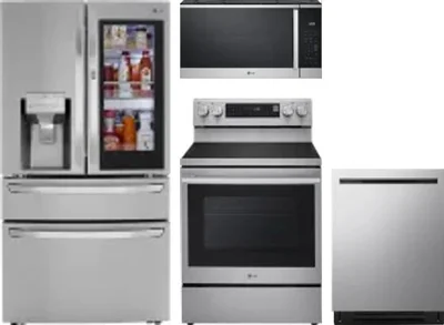 4 Piece Package Includes Refrigerator, Range, Microwave And Dishwasher