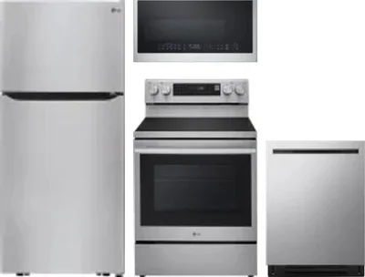 4 Piece Package Includes Refrigerator, Range, Microwave And Dishwasher