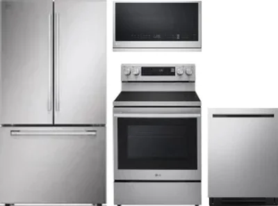 4 Piece Package Includes Refrigerator, Range, Microwave And Dishwasher