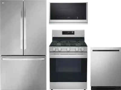 4 Piece Package Includes Refrigerator, Range, Microwave And Dishwasher