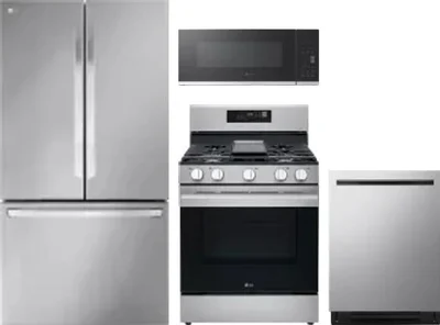 4 Piece Package Includes Refrigerator, Range, Microwave And Dishwasher