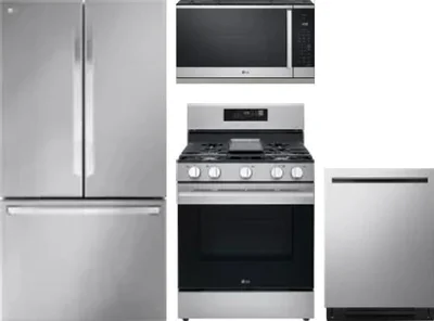 4 Piece Package Includes Refrigerator, Range, Microwave And Dishwasher