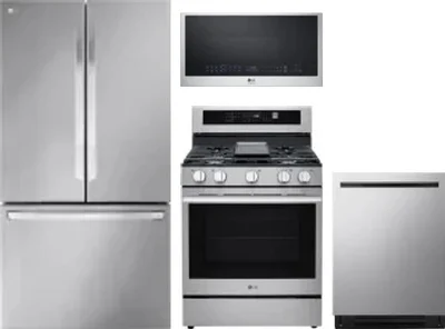 4 Piece Package Includes Refrigerator, Range, Microwave And Dishwasher
