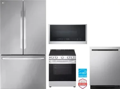 4 Piece Package Includes Refrigerator, Range, Microwave And Dishwasher