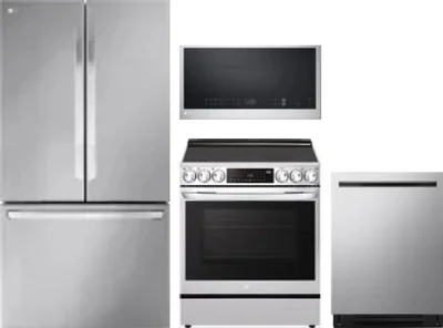 4 Piece Package Includes Refrigerator, Range, Microwave And Dishwasher