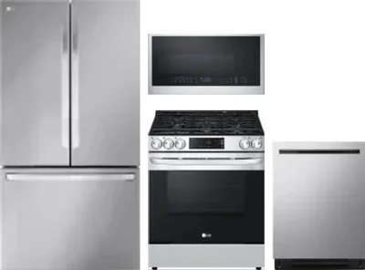 4 Piece Package Includes Refrigerator, Range, Microwave And Dishwasher