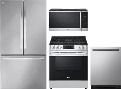 4 Piece Package Includes Refrigerator, Range, Microwave And Dishwasher