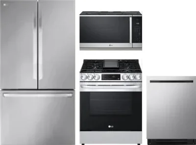 4 Piece Package Includes Refrigerator, Range, Microwave And Dishwasher