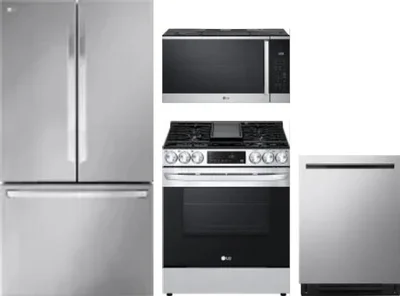 4 Piece Package Includes Refrigerator, Range, Microwave And Dishwasher