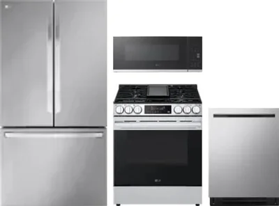 4 Piece Package Includes Refrigerator, Range, Microwave And Dishwasher