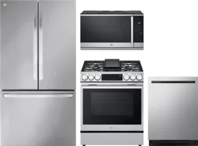 4 Piece Package Includes Refrigerator, Range, Microwave And Dishwasher