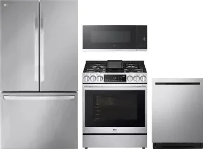 4 Piece Package Includes Refrigerator, Range, Microwave And Dishwasher