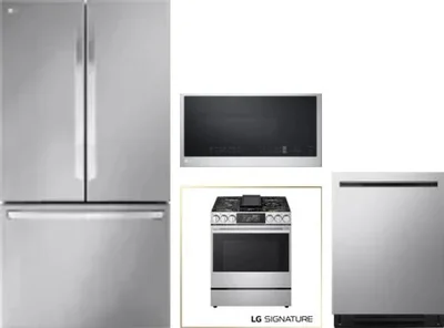 4 Piece Package Includes Refrigerator, Range, Microwave And Dishwasher
