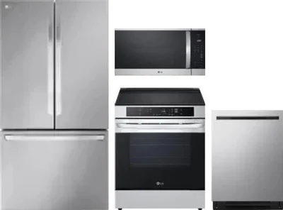 4 Piece Package Includes Refrigerator, Range, Microwave And Dishwasher