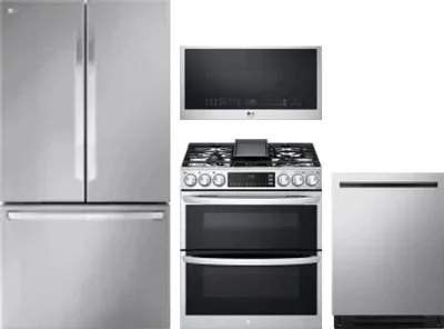 4 Piece Package Includes Refrigerator, Range, Microwave And Dishwasher