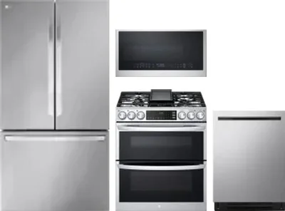4 Piece Package Includes Refrigerator, Range, Microwave And Dishwasher