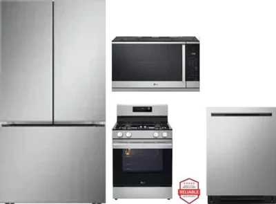 4 Piece Package Includes Refrigerator, Range, Microwave And Dishwasher