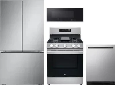 4 Piece Package Includes Refrigerator, Range, Microwave And Dishwasher
