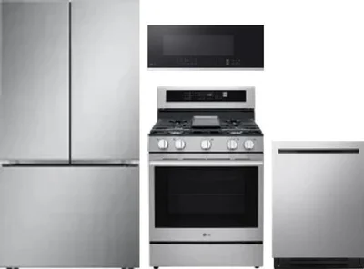 4 Piece Package Includes Refrigerator, Range, Microwave And Dishwasher