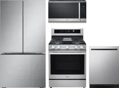 4 Piece Package Includes Refrigerator, Range, Microwave And Dishwasher