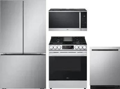 4 Piece Package Includes Refrigerator, Range, Microwave And Dishwasher