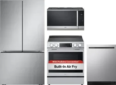 4 Piece Package Includes Refrigerator, Range, Microwave And Dishwasher